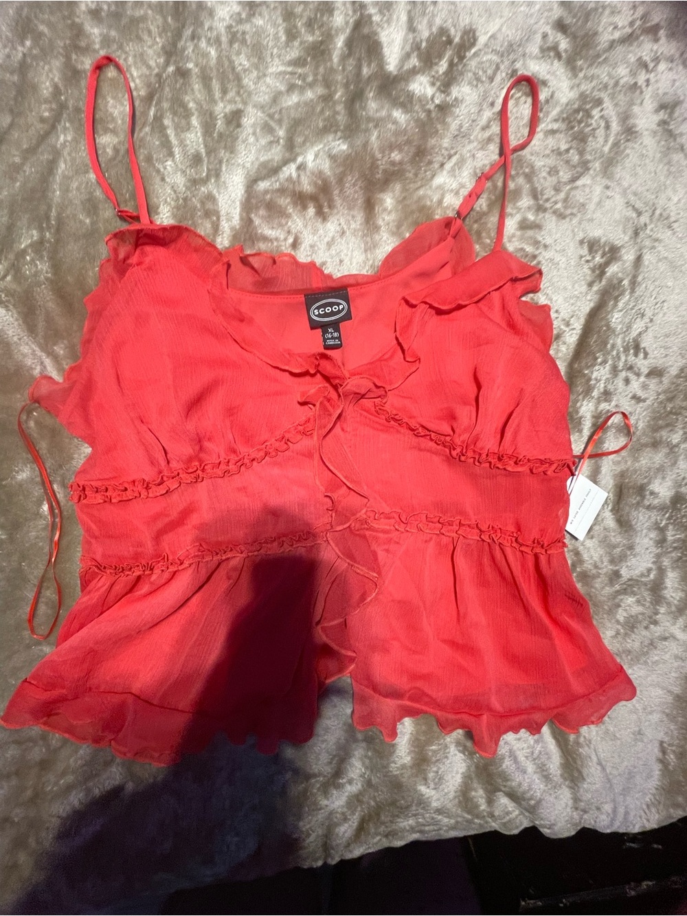 Brand new Scoop coral red ruffle crop top in XL #ruffles #summer